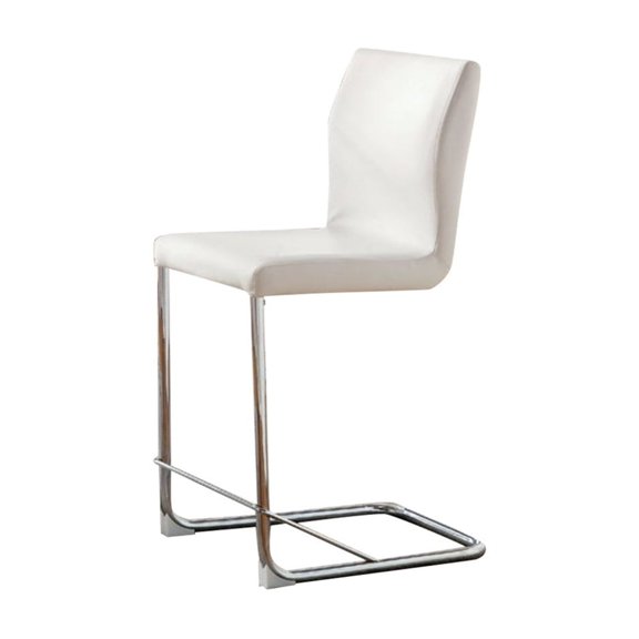Benzara Lodia II Contemporary Counter Height Chair Withvwhite Pu, Set of 2-Color:White
