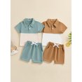 thumbnail image 4 of Aojekbee 2Pcs Baby Boy Summer Outfits Short Sleeve Lapel Collar T-Shirt + Shorts Set Infant Clothes, 4 of 10