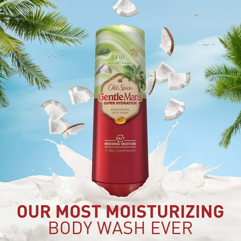 Old Spice Super Hydration Men's Body Wash, Fiji with Palm Tree and Coconut, 24/7 Renewing Moisture, 20g