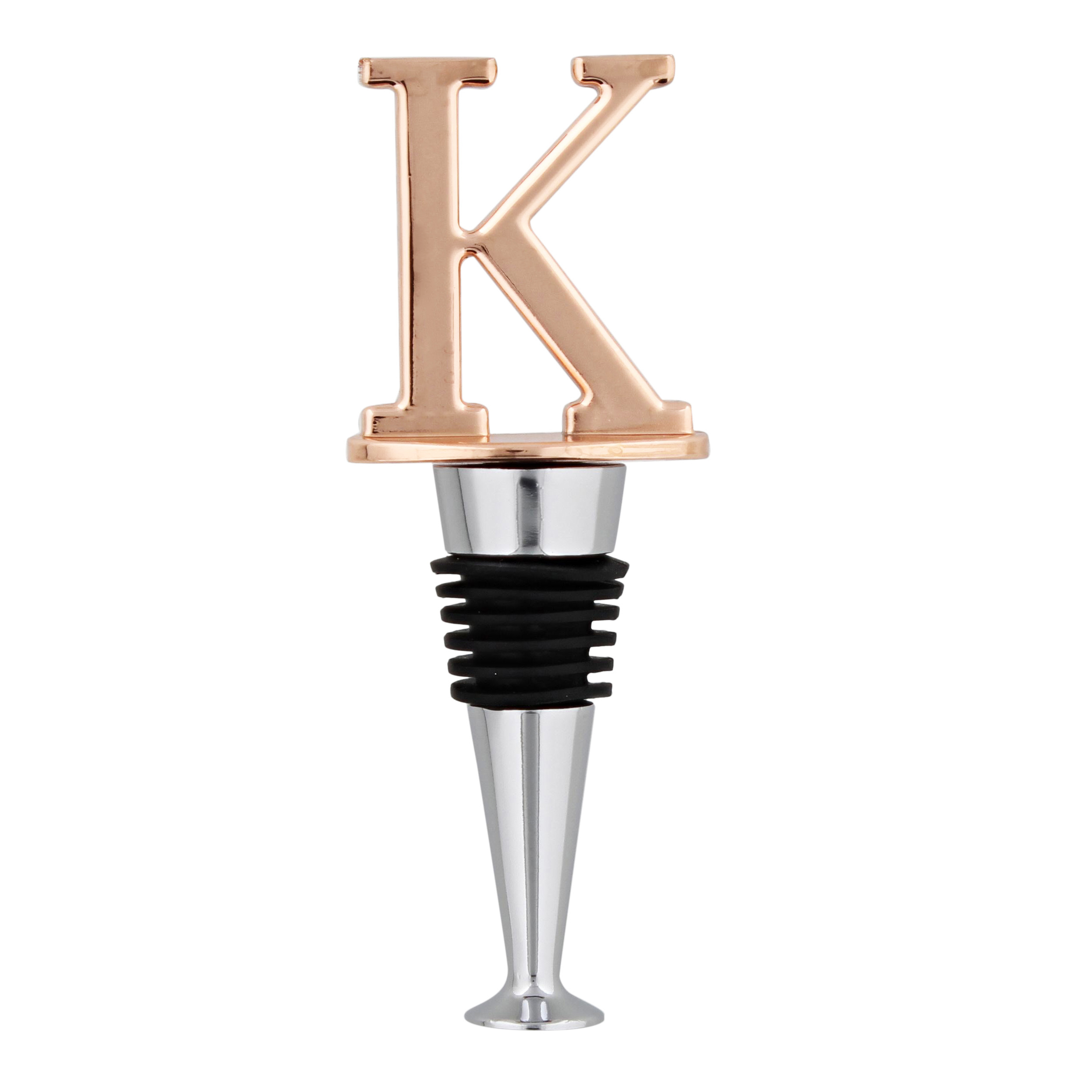Reusable Wine Cork Bottle Wine Stopper Top Closer Seal in Rose Gold - Letter “K” - image 3 of 7