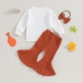 thumbnail image 7 of Okbabeha Toddler Baby Girl Thanksgiving Clothes Letter Print Crewneck Sweatshirt Tops Pumpkin Pie Flare Pants Cute Outfit, 7 of 7