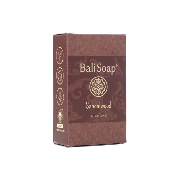 Jabón en barra de sándalo Soap Bali, 100 g, paquete de 3, exfoliante vegano