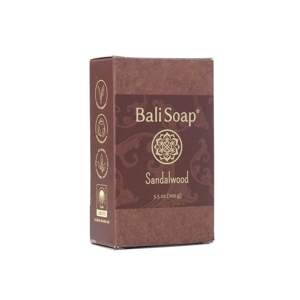 Jabón en barra de sándalo Soap Bali, 100 g, paquete de 3, exfoliante vegano