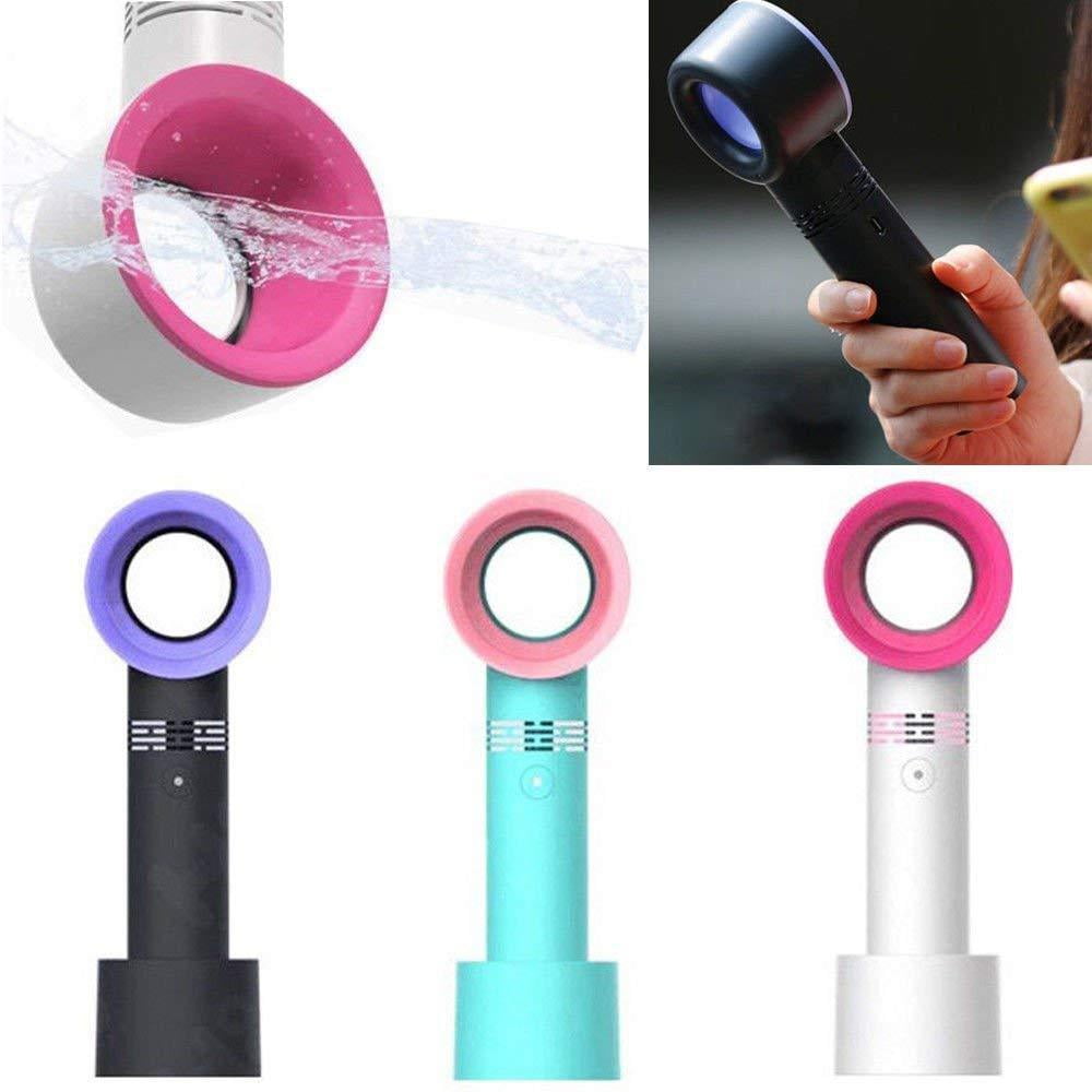 360° Mute Portable Bladeless Hand Held Cooler USB Cable No Leaf Handy Mini Fan 