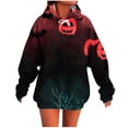 thumbnail image 2 of Women's Halloween Hoodies Pumpkin Ghost Print Oversized Pullover Long Sleeve Drawstring Sweatshirt Spooky Tops with Pocket, 2 of 5
