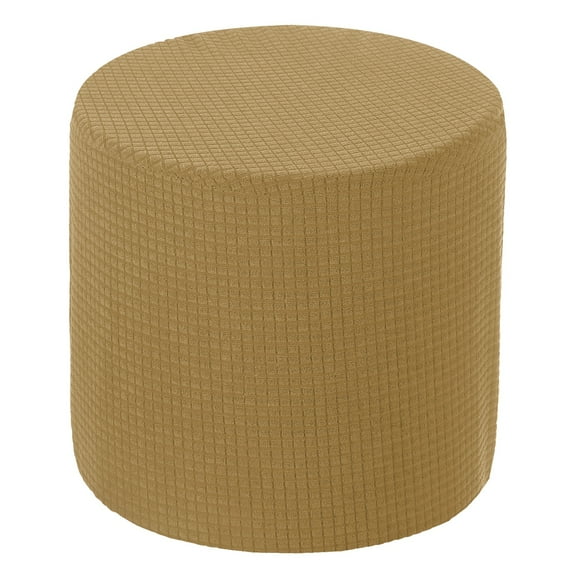 Ottoman Cover Round, Stretch Ottoman Slipcover Fit Diameter 9.8"-12.6", Non-Slip Footstool Protector Cover Tea