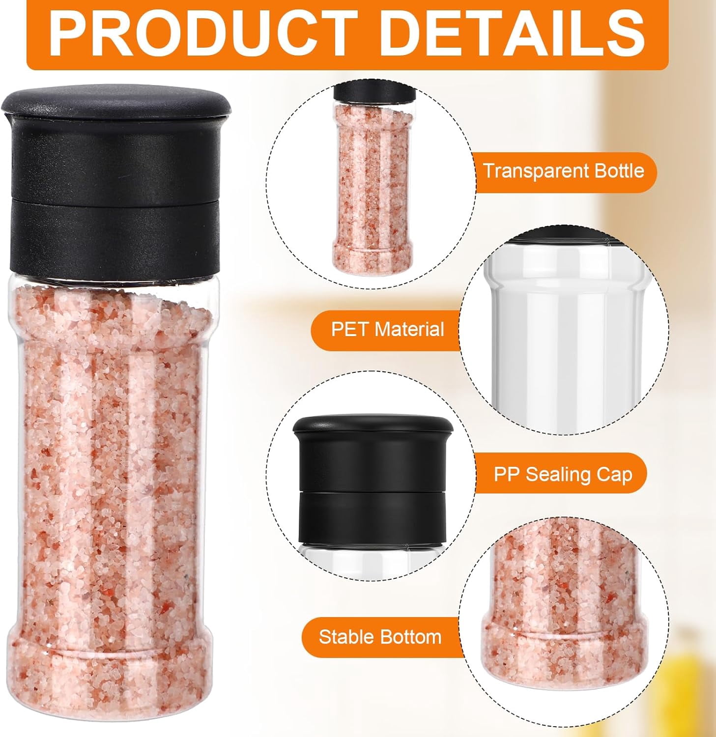 30 Pcs Plastic Salt and Pepper Grinder Set Refillable Small Spice Bottles  Manual Grinders for Kitchen