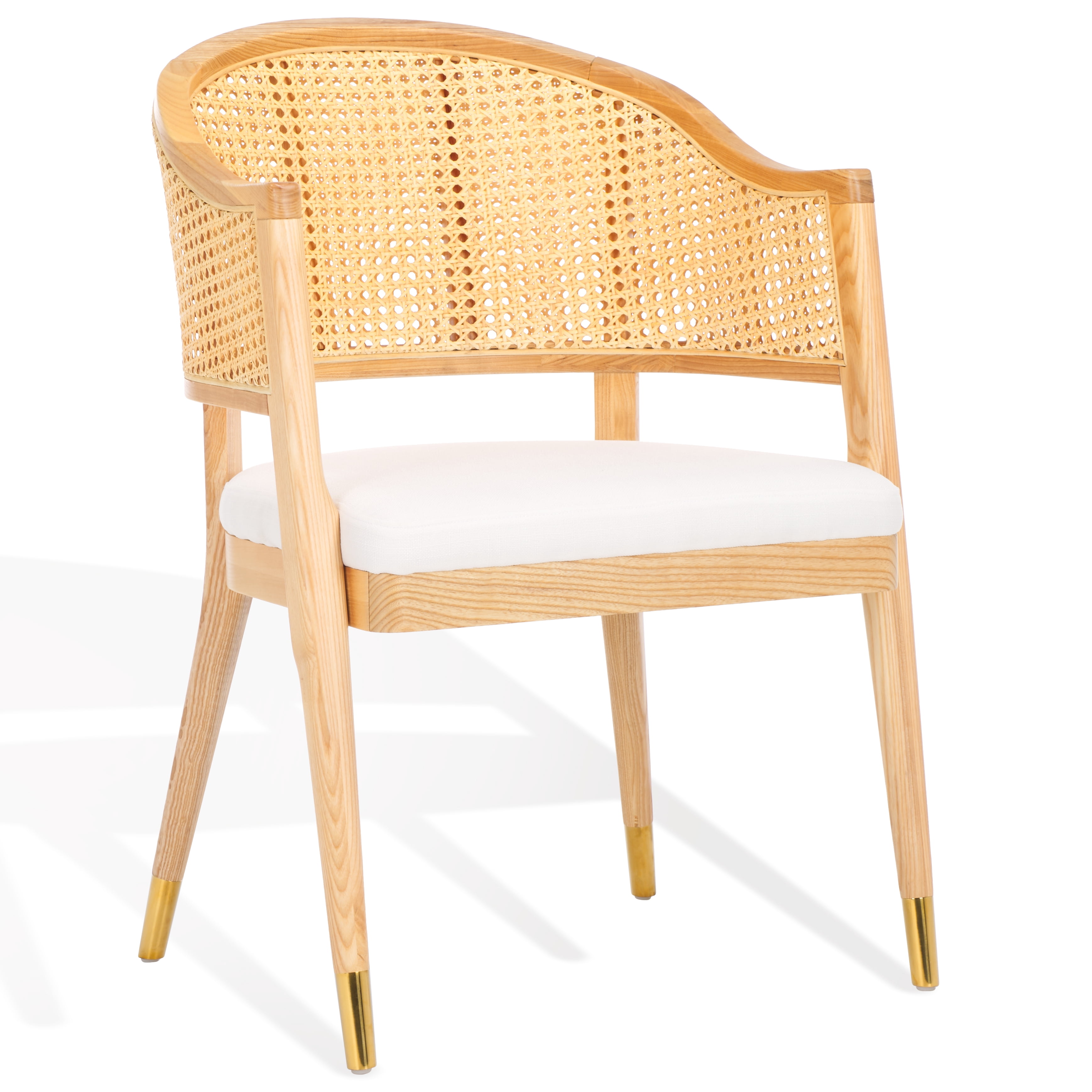 SAFAVIEH Couture Rogue Mid-Century Linen Solid Dining Chair, Natural