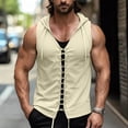 thumbnail image 2 of Miluxas Mens Lace Up Sleeveless Shirt Tunic Top Sport Vest for Men Beige XL(XL), 2 of 6