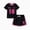 Black, variant on Kid Girl 2 Pieces Outfits Color Block Short Sleeve T-Shirt and Athletic Shorts Summer Set Sizes 5-12