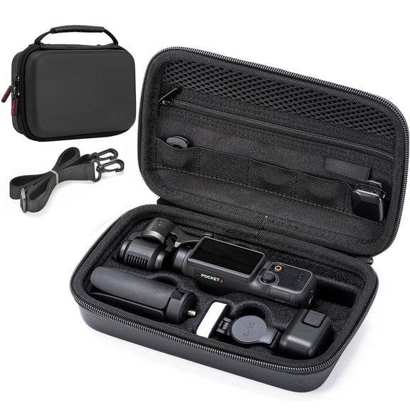 Carrying Case for DJI Osmo Pocket 4, Portable Hard Shell Carry Case for DJI Osmo Pocket 4 Creator Combo Accessories with Adjustable Shoulder Strap , PU Material Anti-Scratch Protective Storage Bag