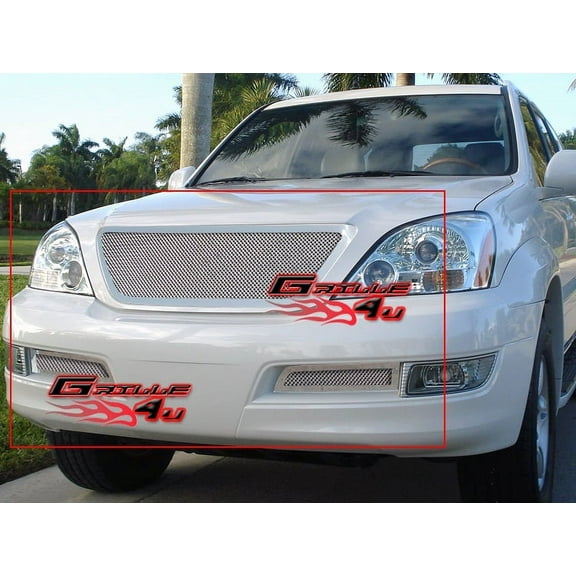 APS Premium Stainless Steel Chrome Mesh Grille Insert Compatible with Lexus GX 470 2003-2009 Combo N19-T54777T