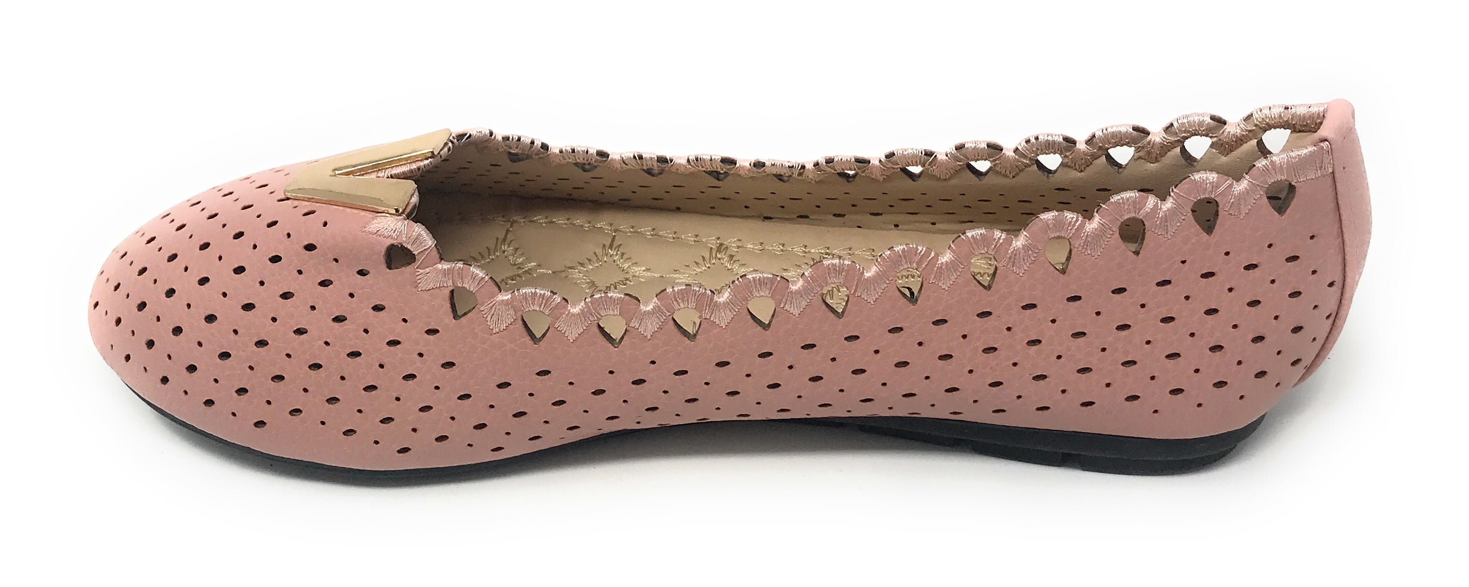 Victoria K Perforated Dot With Gold Ornament Ballerina Flats (Women)