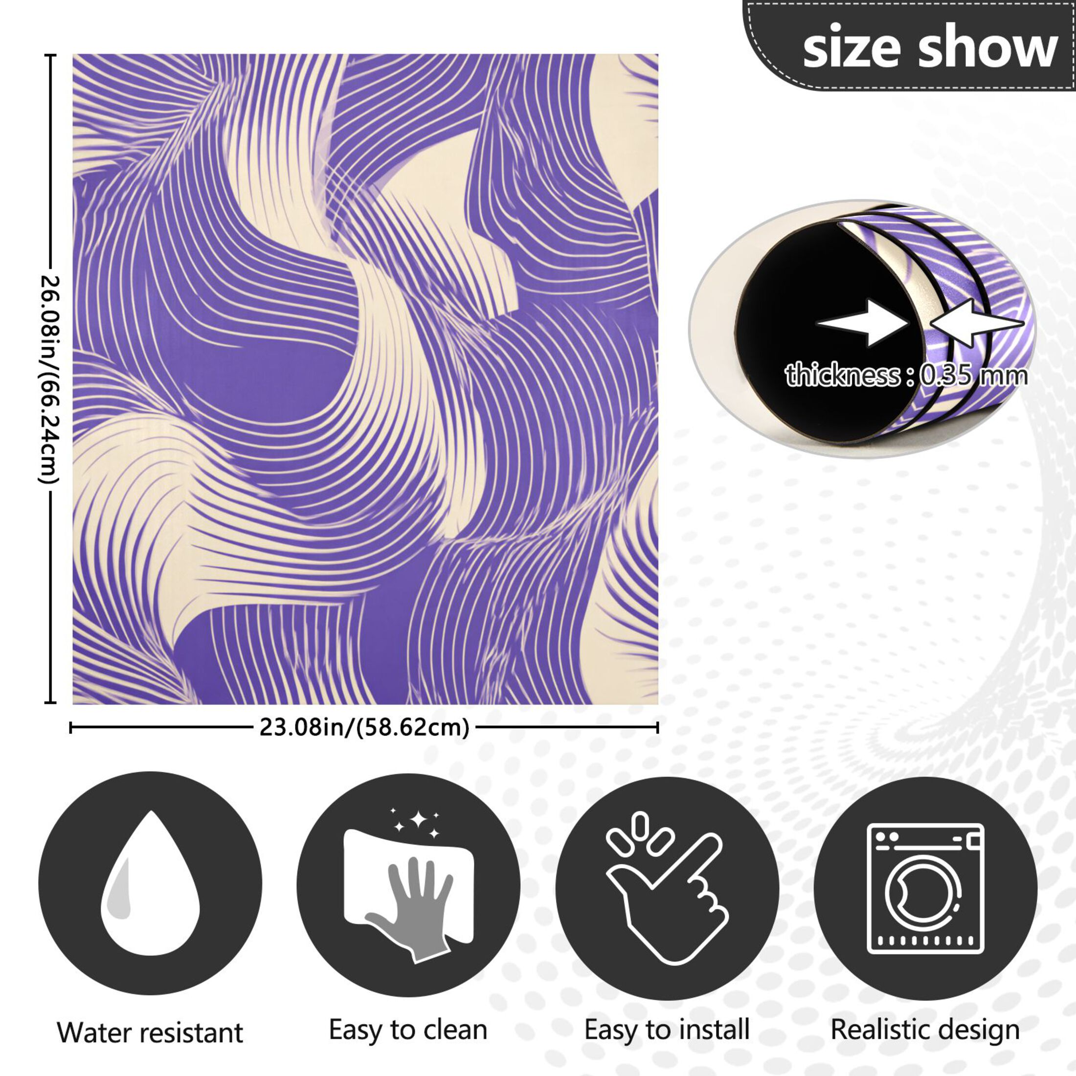 Dishwasher Magnetic Refrigerator Magnet Cover Sticker Home Decorative 23"x26" Purple Chaotic Lines