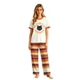 thumbnail image 2 of Halloween Family Matching Pajamas Short Sleeve Black Cat Print Top Geometric Pattern Long Pants Family Sleepwear Set, 2 of 7