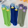 thumbnail image 4 of Girl's Colorful Novelty Socks, Funny Big Mouth Design with Braids Mid-Calf Crew Socks, Quirky Gift for Boys Girls, Royal Blue, One Size, 4 of 4