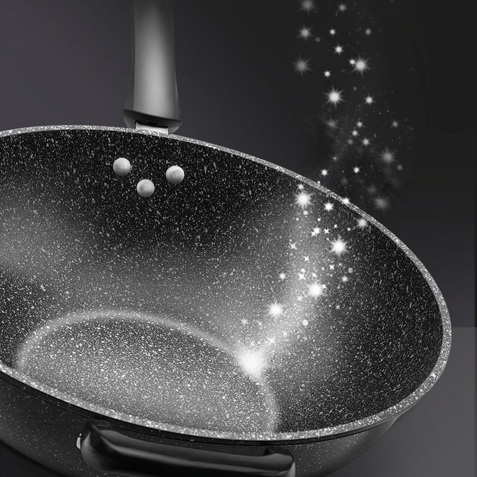 Frying Pan with Lid Non-Stick Granite Small Frying Pan Wok Multifunctional  Kitchen Cooking Non-Stick Frying Pan Non-Stick Granite Frying Pan Wok  Multifunctional 2 