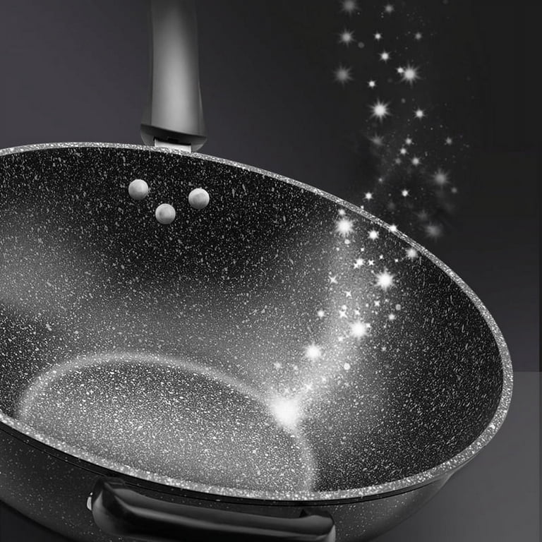 Frying Pan with Lid Non-Stick Granite Small Frying Pan Wok Multifunctional Easy to Clean for Kitchen 4