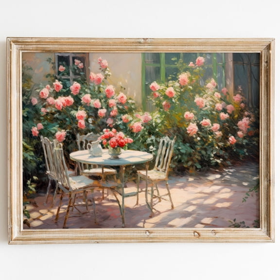 Cottage, Rose Garden Wall Art, Cottagecore Room Art, Cottage Print Wall Art, Cottagecore Vintage Art Print UNFRAMED PAPER POSTER, Home Decor, Vintage Gift, Living Room Dercor