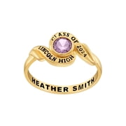 Bhavani Gems CLASS RING Women's 14k Gold Plated Swirl Bypass Round Birthstone Class Ring, Personalized, High School or College Graduation