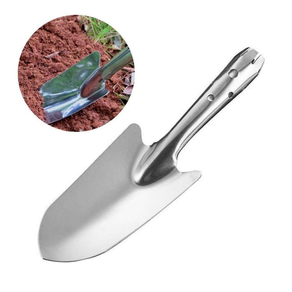 11" Garden Hand Trowel, Heavy Duty Polished Stainless Steel Garden Shovels with Wood Handle, Small Gardening Hand Tools for Digging, Planting, Measure, Transplanting