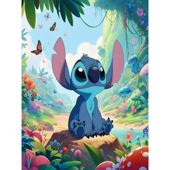 Stitch Diamond Painting Kits for Adults,Butterfly Diamond Painting,Cartoon Diamond Art,Suitable for Home Wall Decoration 12x16 Inch