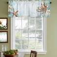 thumbnail image 3 of Coastal Nautical Curtain Valances for Windows, Kitchen Valance Window Treatments Panel 2 Pack, Octopus Beach Starfish Sea Rod Pocket Short Curtains for Bathroom Bedroom 54 x 18 Inch, 3 of 8