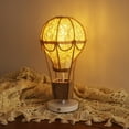 thumbnail image 4 of Hot Air Balloon Table Lamp Woven Rattan Shade LED Night Light Bedside Ambient Lighting Decorative Light 1-Pack, 4 of 9