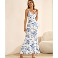 thumbnail image 5 of Vestido largo GLENGE para mujer, estampado floral, cuello en V, sin mangas, 5 of 5