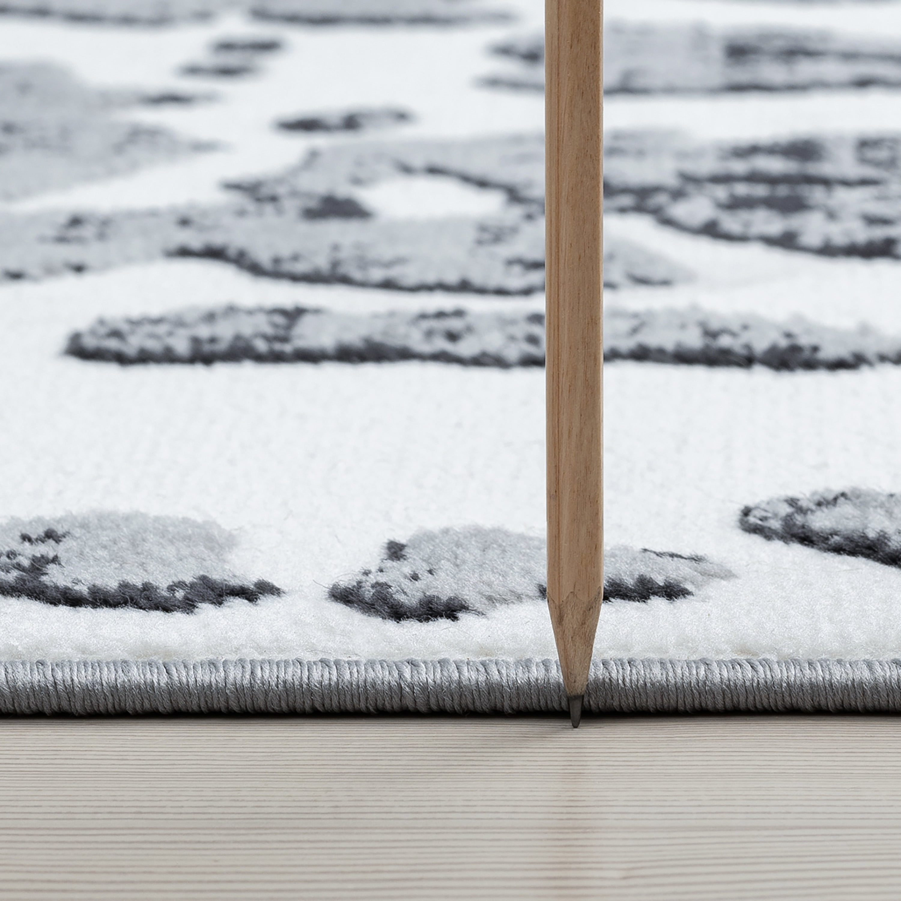 Contemporary 9x12 Area Rug (8'10'' x 12'2'') Abstract Gray, White Living Room Easy to Clean