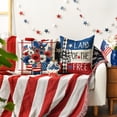 thumbnail image 3 of Sm:)e Land of the Free America Flag Flowers 4th of July Throw Pillow Cover 18x18 Inch Set of 4, Polyester Patriotic Outdoor Pillow Case for Sofa Couch, 3 of 6