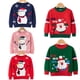 thumbnail image 2 of Suéter navideño 2024 con cuello redondo y estampado de ciervos, novedoso suéter navideño feo, chaqueta de punto de manga larga unisex para niños y niñas, 2 of 5