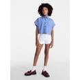 thumbnail image 2 of Weekend Academy Girl Cropped Button Down Cotton Shirt with Short Sleeves, Sizes 4-18, 2 of 5