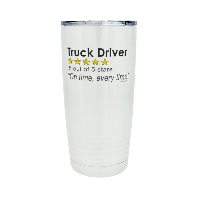 ThisWear Tow Truck Driver Gifts for Men Truck Driver 5 Out Of 5 Stars  Review On Time Every Time 20oz Stainless Steel Insulated Travel Mug with Lid