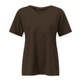 thumbnail image 5 of Holzkary Oversized Tshirts for Women Workout Plus Size Tops V Neck Short Sleeve Gym Shirts Casual Loose Fit Basic Tees Plus Size V Neck T Shirts Tops Summer Tshirts Loose Fit Tee Coffee 4Xl, 5 of 5