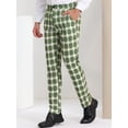 thumbnail image 2 of Pantalones de vestir informales Lars Amadeus para hombre a cuadros Verde Beige S, 2 of 6
