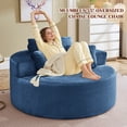 thumbnail image 5 of Muumblus Oversized Round Lounge Chaise Chair Indoor,Boneless Cloud Couch with 3 Pillows, No Assembly Required, Modern Accent Chair for Living Room, Blue Chenille, 5 of 12