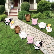 Big Dot of Happiness Farm Animals - Barnyard Animal Lawn Decorations - Outdoor Baby Shower or Birthday Party Yard Decorations - 10 Piece