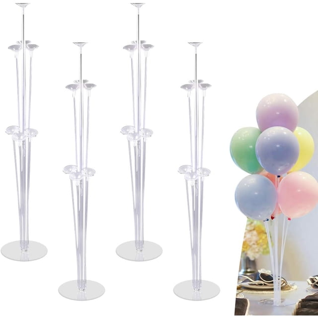 Soporte para globos DIY con diseño portátil, mejora la decoración para fiestas de cumpleaños, bodas y eventos con el kit de soporte para globos de plástico reutilizable (4 juegos)