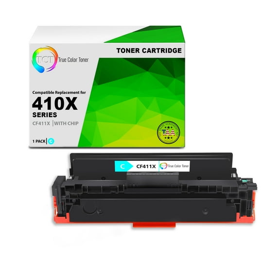 TCT 410X Cyan Toner Cartridge - TAA Compliant Compatible Replacement for HP 410X CF411X High Yield
