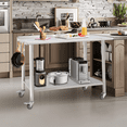 thumbnail image 3 of Garvee 2-Tier Stainless Steel Prep Table 36x24 Inch, Kitchen Work Table with Lockable Wheels, Adjustable Undershelf & Hooks, NSF Certified Heavy Duty Metal Workbench for Restaurant, Bakery, 3 of 8