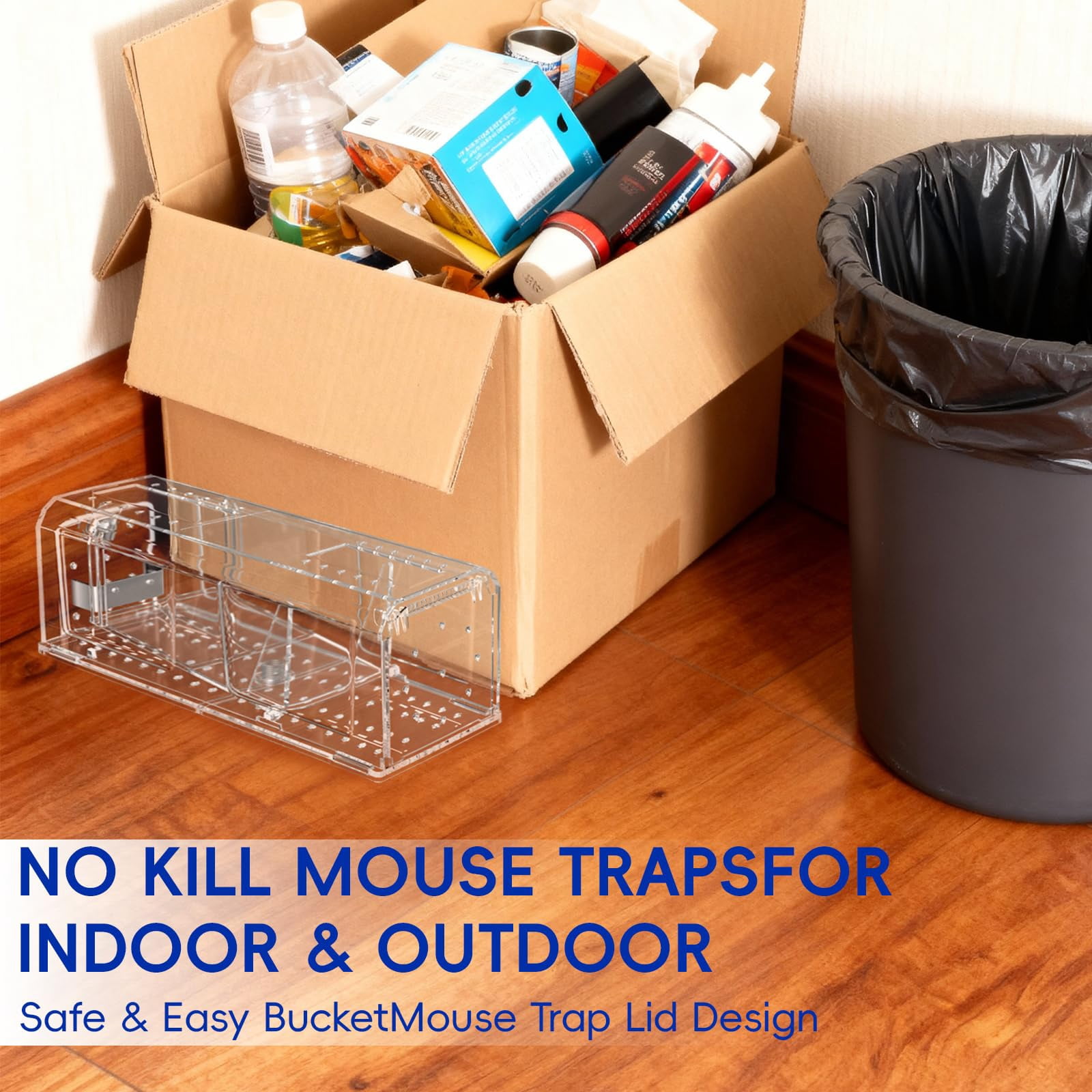 Humane Mouse 4 No Traps For Indoor & Outdoor - Reusable Live Catch And Release  Safe Easy Bucket Lid Design Pet Friendly Trampas Para Ratones To Use
