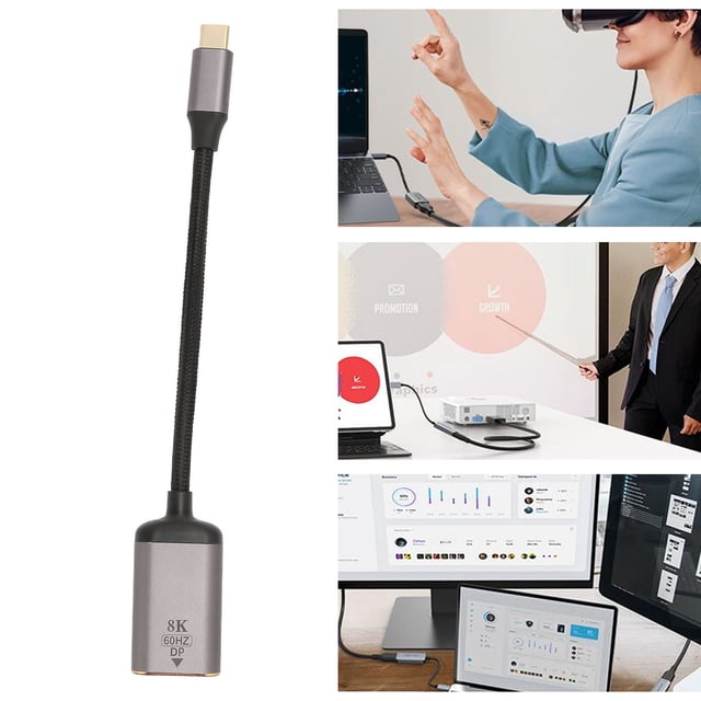 Adaptador USB C A DisplayPort, Adaptador USB C Macho A Hembra 8K 30Hz aleación De Aluminio 4K 144Hz HDR Soporte 1.4 32.4Gbps Ancho De Banda Plug And Play Para El Hogar