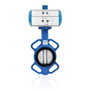 UNOX Pneumatic Actuated Butterfly Valve Wafer Type DN50 (2) Double Acting 230 PSI (16 Bar), Iron Disc with GGG-40.3 Sfero Casting Body - EPDM Seat for Water Air