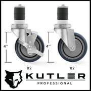 KUTLER 4-Inch Caster Wheel Set for Commercial Kitchen Prep Work Tables - Set of 4 Swivel Casters 2 with Brakes and 2 Without Brakes