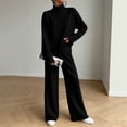 thumbnail image 2 of Yutgune Women's 2 Piece Sweatsuit Mock Neck Long Sleeve Sweatshirt Drawstring Wide Leg Pants Casual Lounge Set, 2 of 7