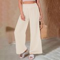 thumbnail image 4 of Linen Cotton Pants For Women Pull On Straight Leg Slacks Loose Casual High Waist Trousers With Pocket, 4 of 9