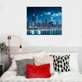 thumbnail image 4 of JEUXUS Modern Canvas Painting Chicago Skyline at Night Wall Art Cityscape Picture Print on Canvas Blue City Cool Building Giclee Artwork for Home LivingRoom Bedroom Decoration Framed 20x16in, 4 of 4