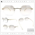 thumbnail image 2 of Bevel Octagonal Gangster Rimless Jaguar Head Hinge Showy Sunglasses Gold - Clear, 2 of 7