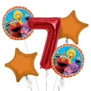 Sesame Street Elmo Balloon Bouquet 7th Birthday 5 pcs - Party Supplies